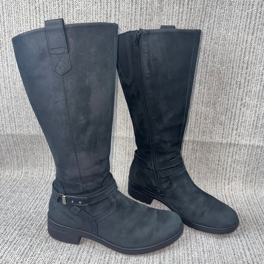 Hartjes Womens Tall  Black Boots Nubuck Leather, US size 6